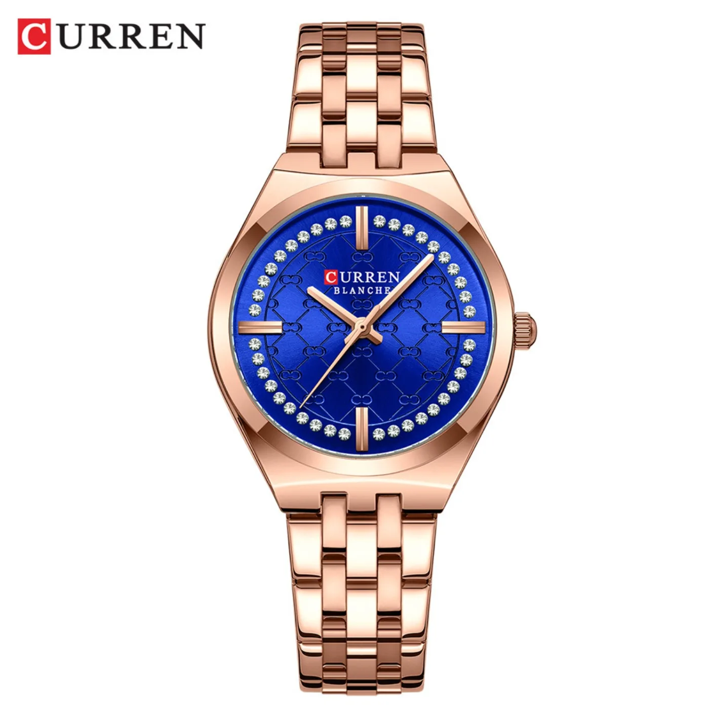 CURREN 9096 Ladies' Stainless Steel Strap Quartz Wristwatch with Printed Dial Fashionable Waterproof and Diamond-set Scale Gifts view 5