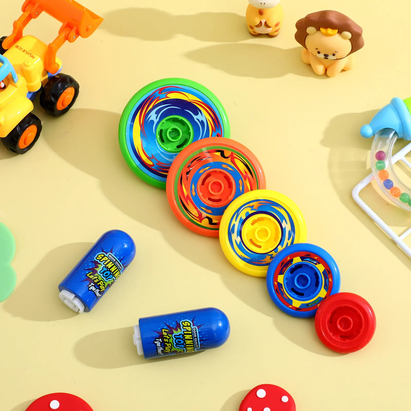 1Set Stacking Spinning Tops Kids Bright Colors Hand Eye Coordination Training Children's Gyro Fun
