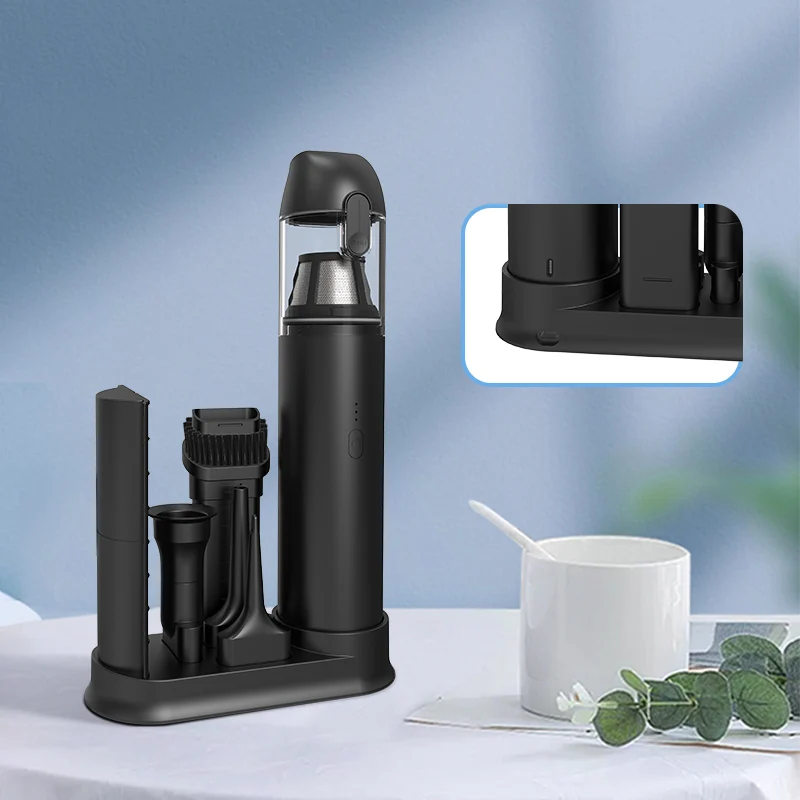 휴대용 미니 진공청소기 및 송풍기, 무선 충전 베이스 포함 무선 충전식, 차량용 USB 전원 휴대용 청소기