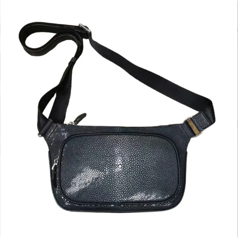 

2025 new men's pearl fish skin waist bag - casual multifunctional leather chest crossbody bag, fashionable shoulder bag