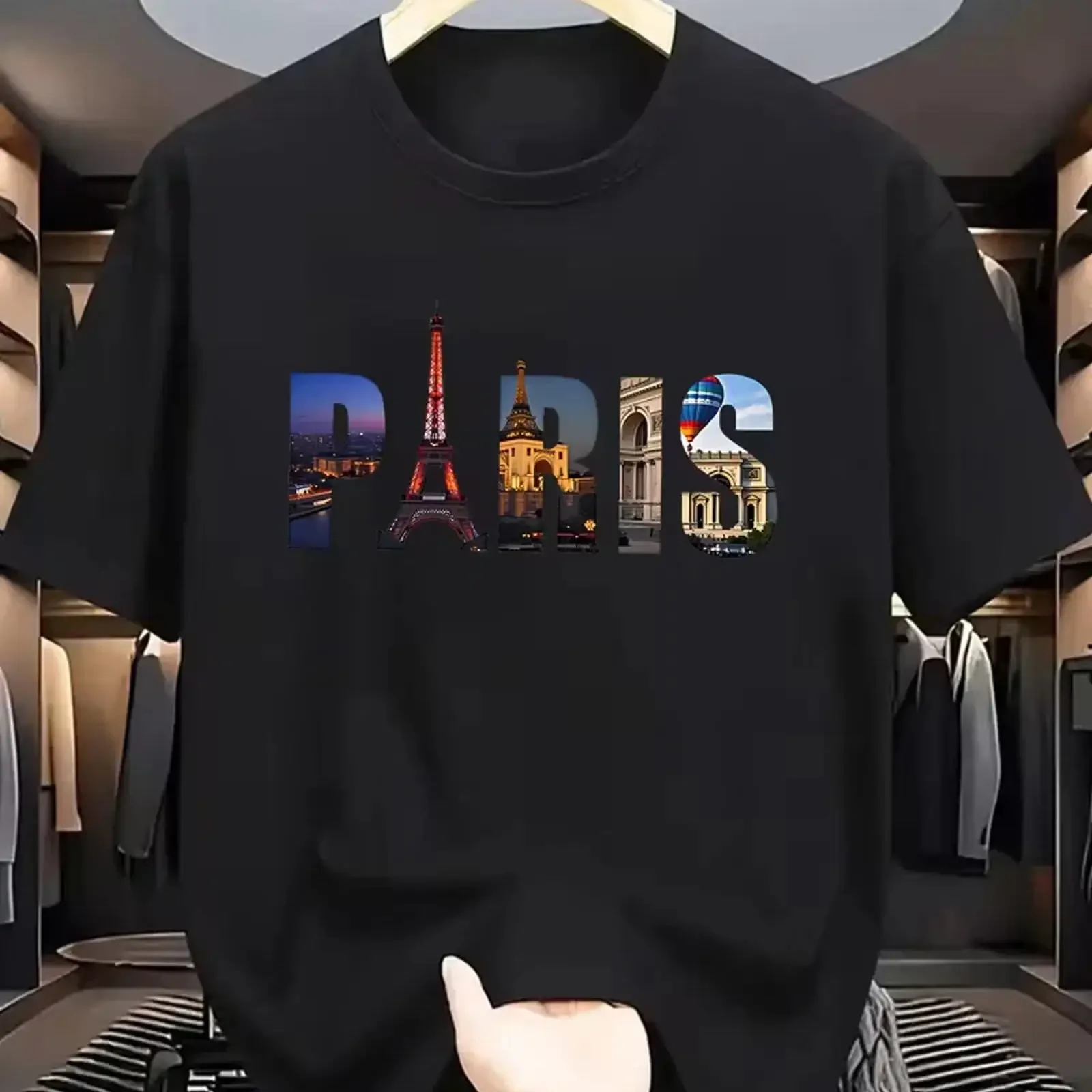 Herren Paris Grafik T Shirt Eiffelturm Notre Dame Freizeit Rundhals Top vintage Washed Stylish Top For Everyday Wear homme Soft