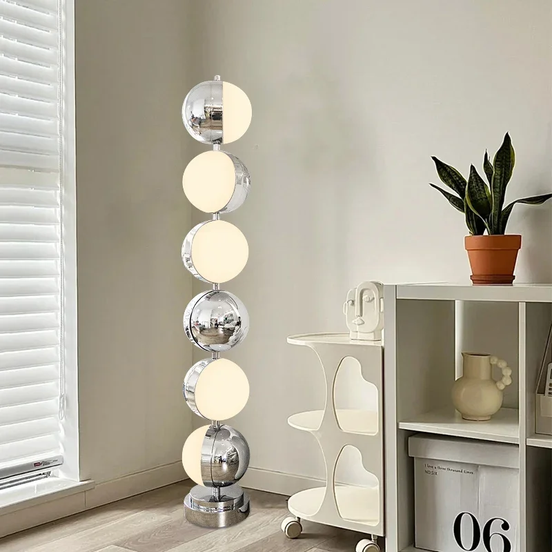 

2026 Modern Home Designer Led Floor Lamp Living Room Desk Stainless Steel Retro White Round Ball Bedroom Art Desk Light Luminair