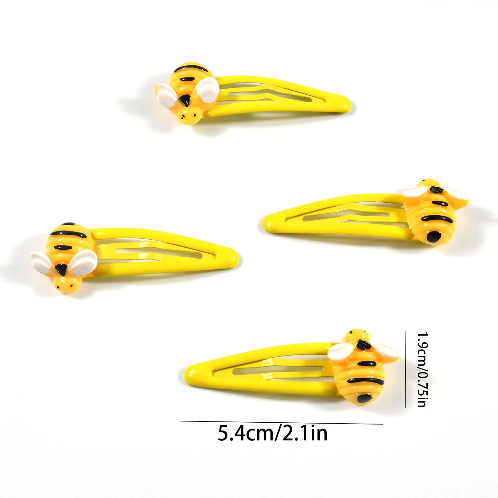 4 Pcs/Set Cute Cartoon Bees Hair Clips Yellow Water Drop Bangs Side Clip For Girls Hair Accessories Daily Use