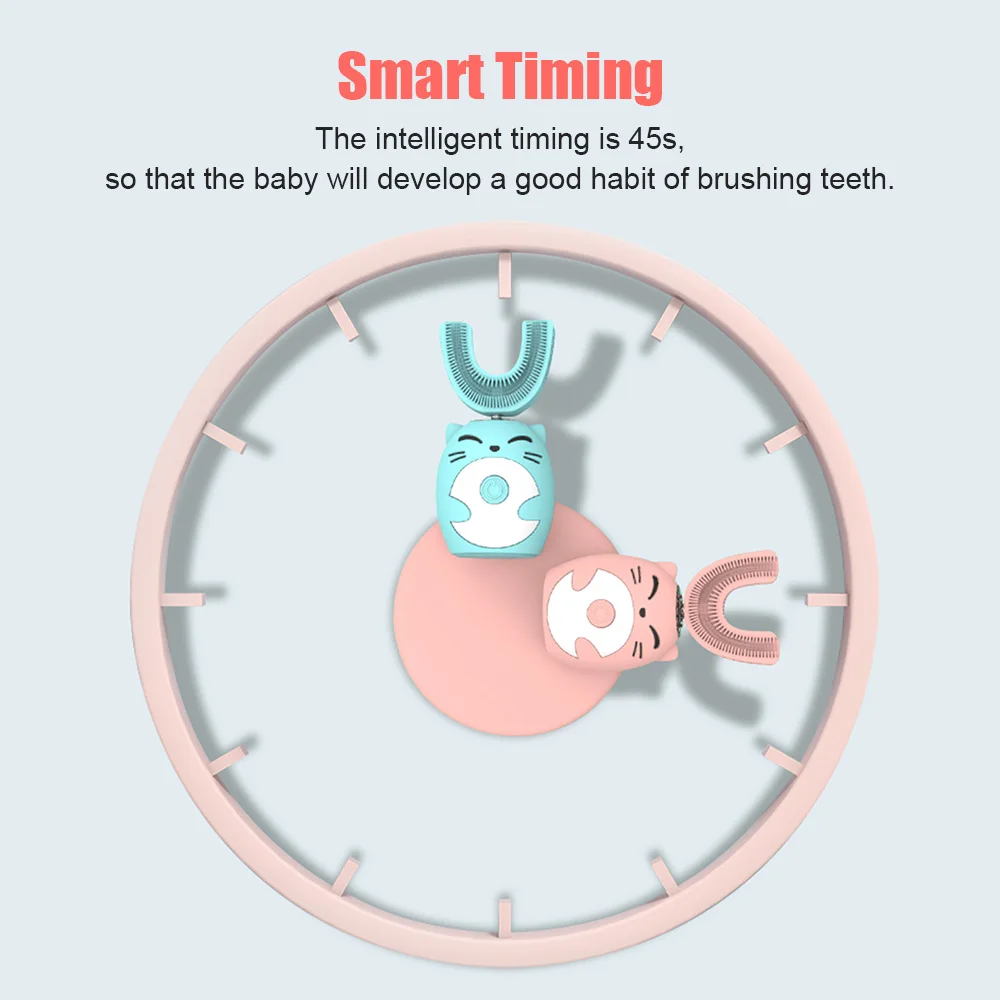Sonic Kind Elektrische Zahnbürste Silikon kinder 360 Grad Automatische USB Aufladbare Smart Kinder Zahnbürste u form