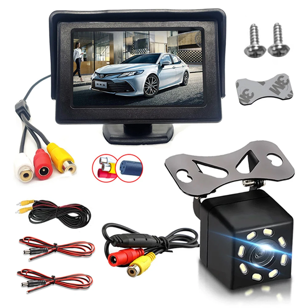 4.3inch Car Rear View Camera Monitor Backup Reverse Camera Kit Night Vision Reversing Parking Rear View System TFT LCD Display