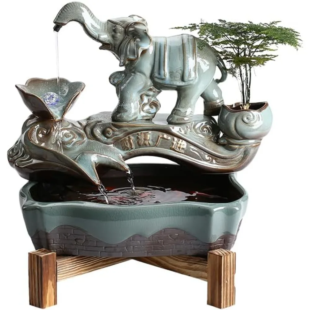 

New Chinese creative flowing water fountain feng shui office living room decoration fish tank opening gift housewarming