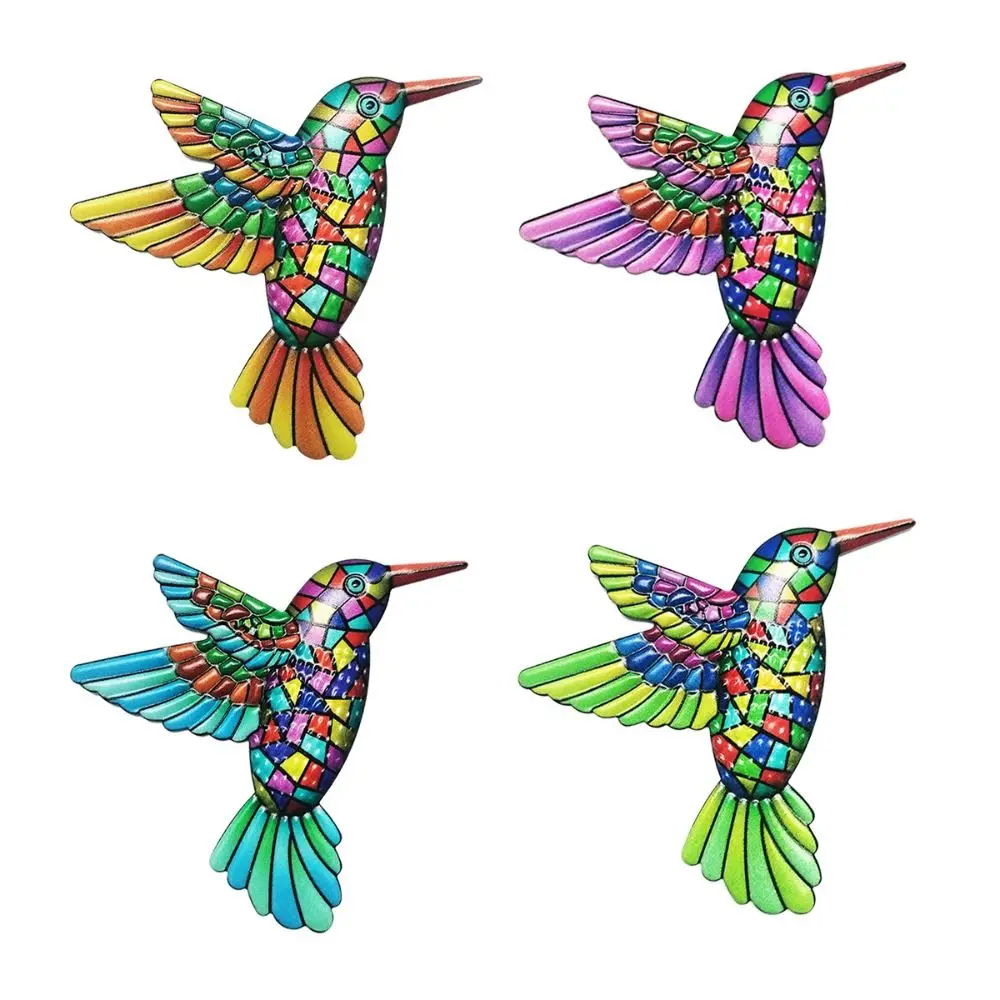 Iron Art Hummingbird Home Wall Hanging Metal Animal Art Outdoor Garden Bird Handicraft Ornaments Micro Landscape Decoration