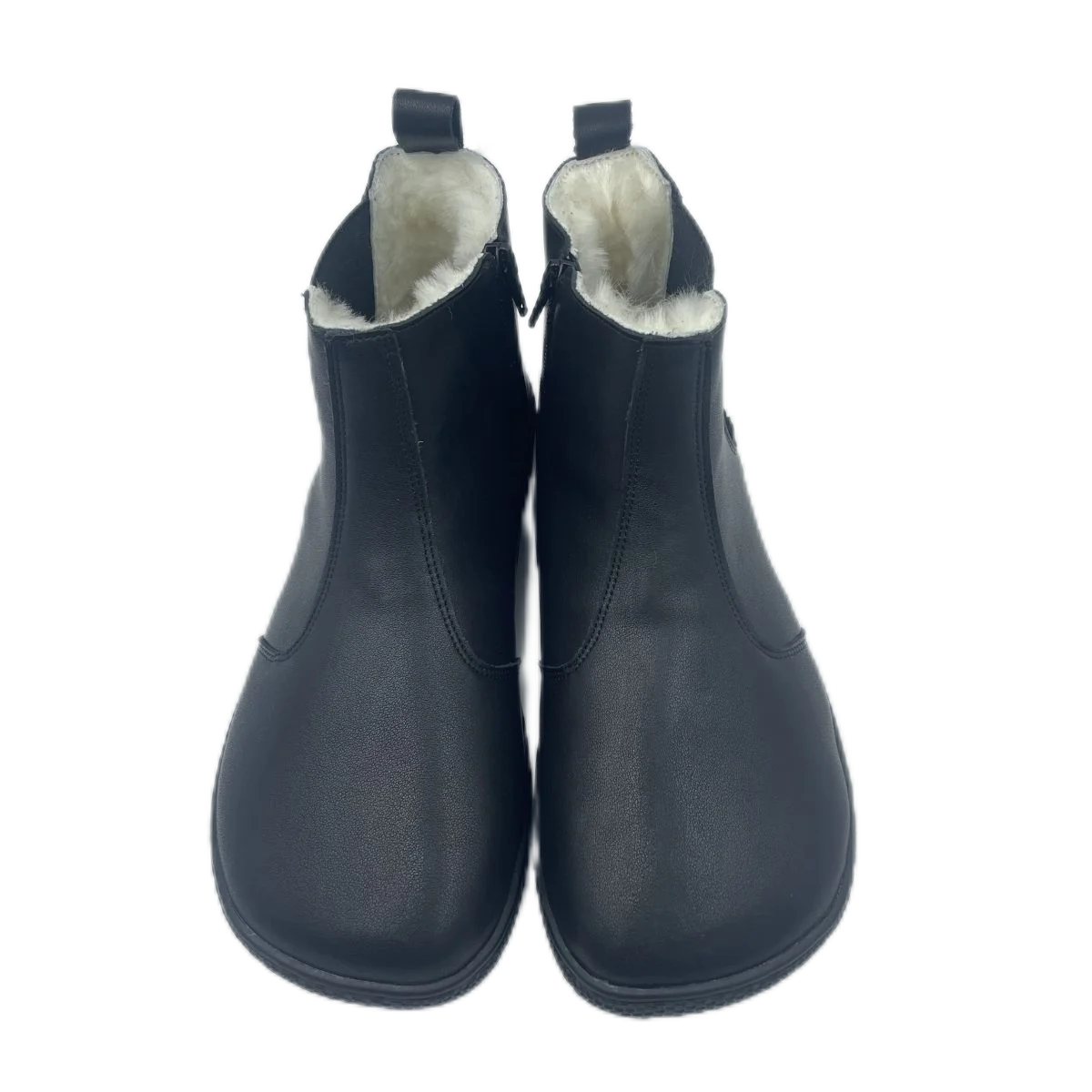 Tipsietoes Chelsea Barfuß-Winterstiefel aus echtem Leder mit warmem, echtem Naturfellfutter und Einlegesohle für Damen, Zero Drop Sole