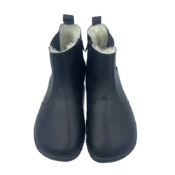 Tipsietoes Chelsea Barfuß-Winterstiefel aus echtem Leder mit warmem, echtem Naturfellfutter und Einlegesohle für Damen, Zero Drop Sole