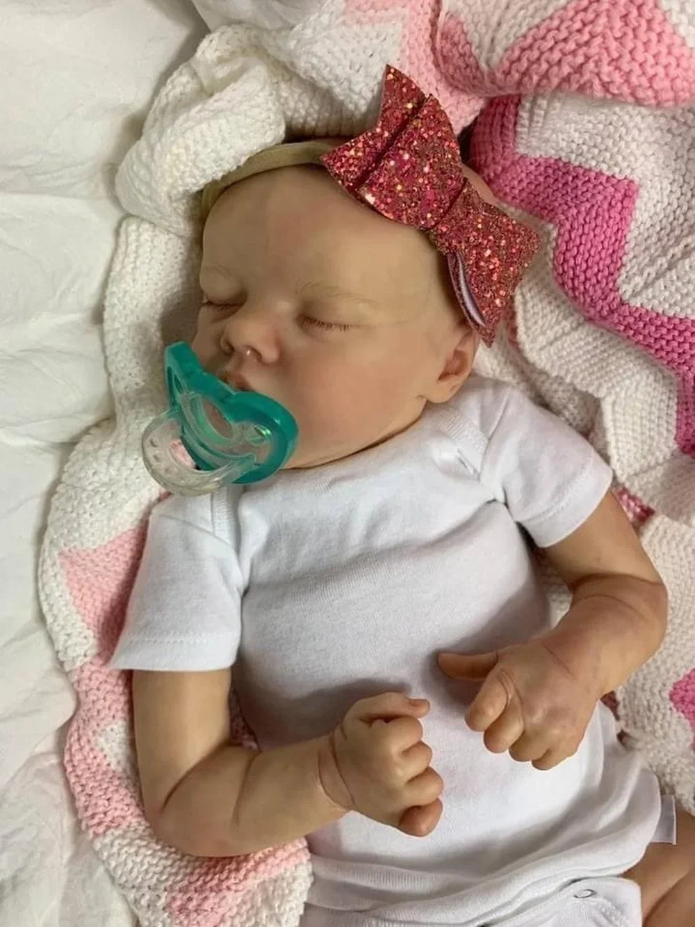 45CM 완성된 리본돌 신생아 잠자는 아기 트윈 부드러운 촉감의 실제처럼 보이는 아기 인형, 보이는 정맥 수집용 아트 인형