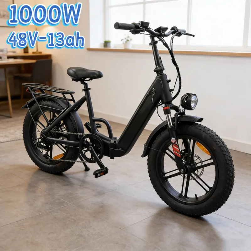 

1000W motor ebike, 20-inch tire 48V 13AH lithium battery adult electric bicycle, time-saving electric bike for urban commuting