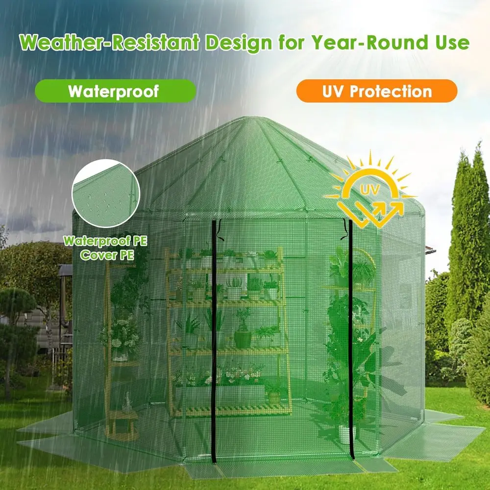 Serra Invernale Walk-In Resistente 2,85x2,85x2,5m con Doppio Strato PE 180g, Picchetti per Giardino/Patio