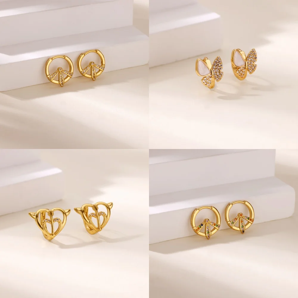 

Vintage Exquisite Stainless Steel Insect Butterfly Earrings for Women Gold Plated Zircon Drop Earrings Wedding Aesthetic Jewelry