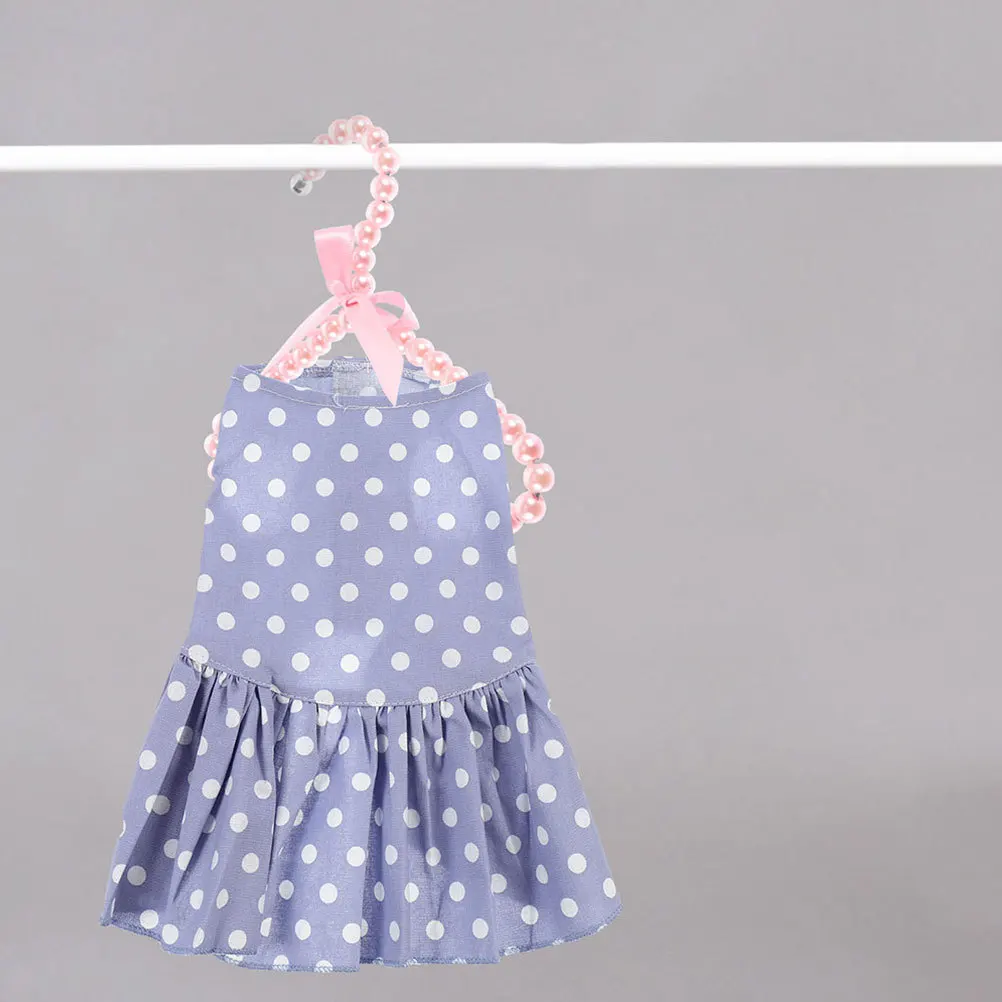 

5Pcs Small Pet Clothes Hangers Mini Pearl Beaded Dog Cat Apparel Display Plastic Home Store Organization 20Cm Pink