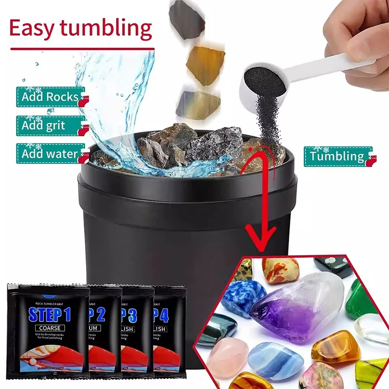 Electric Stone Polisher Tumble Stone Grinder Rock Tumbling Kit Polishing & Cleaning Stone Jewelry Making DIY Tumbling Kit