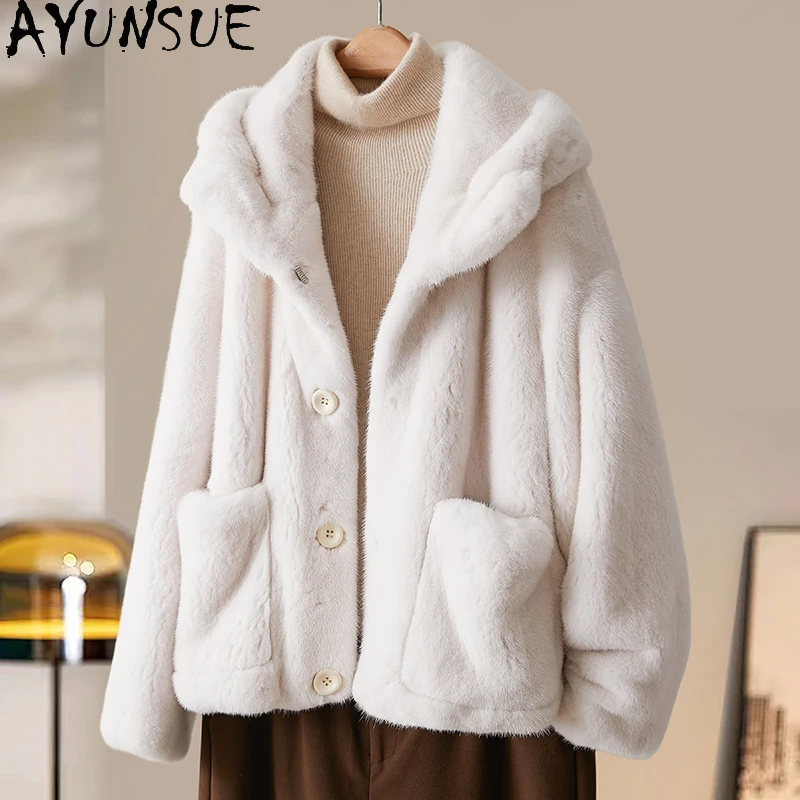 AYUNSUE معاطف الفرو الحقيقي للمرأة 2025 معاطف وسترات شتوية للسيدات ملابس كاجوال للمرأة جودة عالية Pelzmantel Damen #1