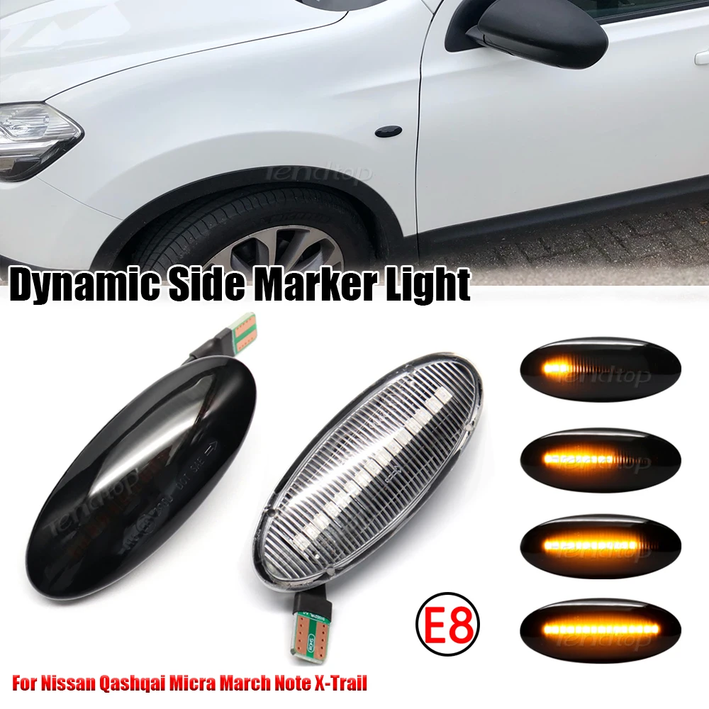 LED Dynamic Side Marker Repeater Turn Signal Light For Nissan Qashqai J10 X-trail T31 Cube Juke Leaf Micra K13 Note E11 NV200