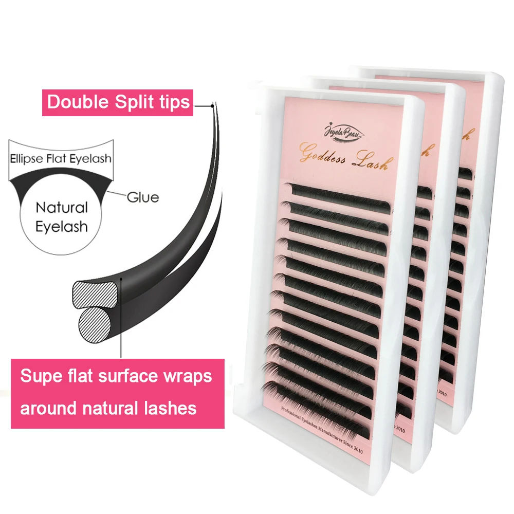 Goddess Ellipse Flat Lashes Soft Split-tips Fake Eyelash Extension Individual Eyelashes Nature Flat Ellipse Eyelashes Supplies