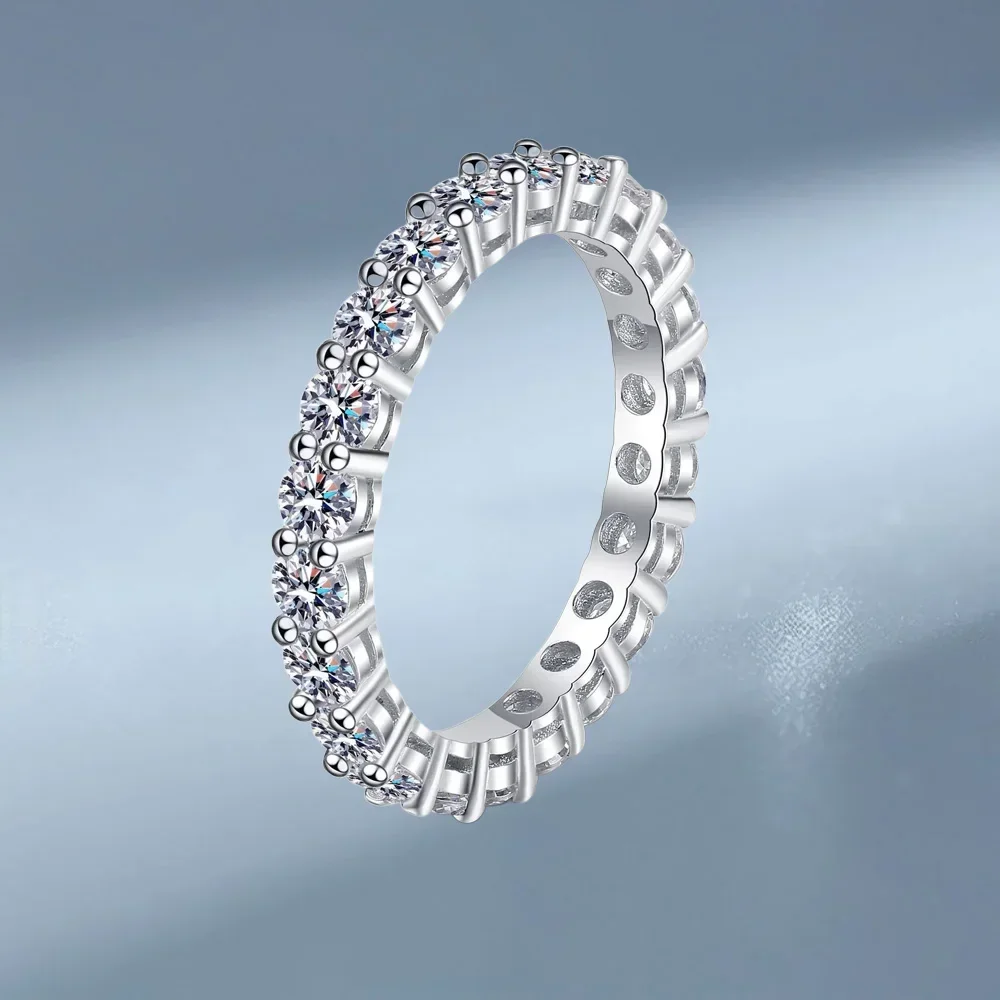 

Luxury A Row Full Circle 2.2 Carat Moissanite Rings for Women, Platinum Pt950 Lady Diamond Ring Sparkling Wedding Fine Jewelry