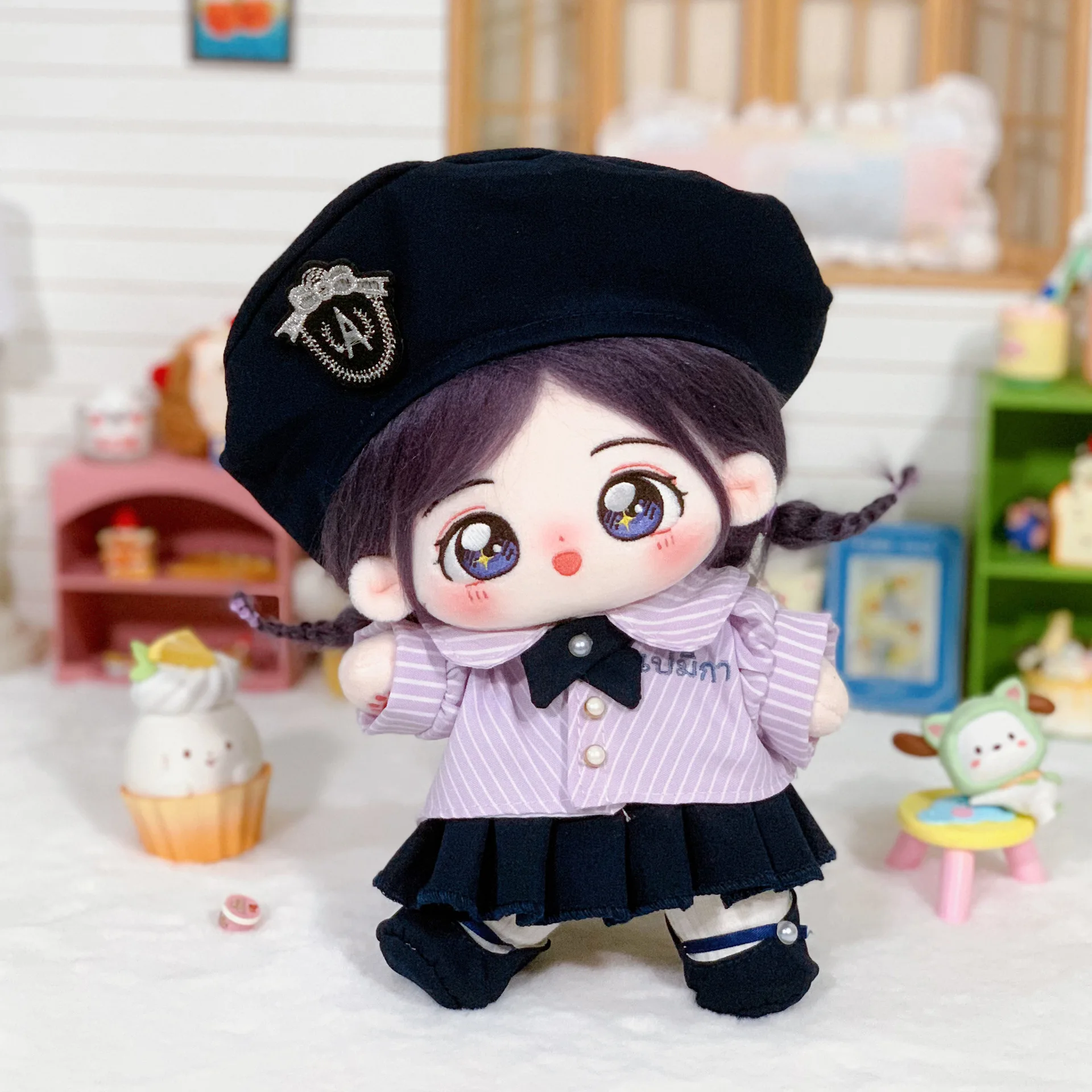 20 سنتيمتر فستان دمية مجموعة أغطية الرأس مصغرة قبعة فستان البدلة غطاء الرأس الأحذية استبدال الزي القطن محشوة دمية تأثيري اكسسوارات