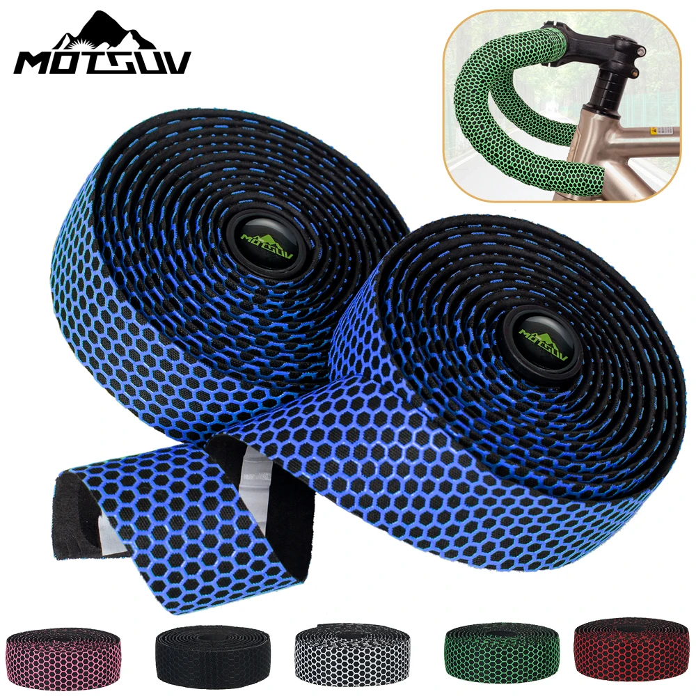 MOTSUV Bicycle Handlebar Tape Road Bike Silica Gel Tape EVA Soft Breathable Bike Bar Tape Fixed Gear Belt Bicycle Accessories