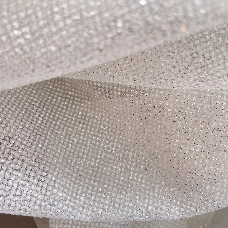 Multi-color Silver Glitter Net Yarn, Hot Diamond Spray, Wedding Dress Fabric, Hot Stamping, RS3652