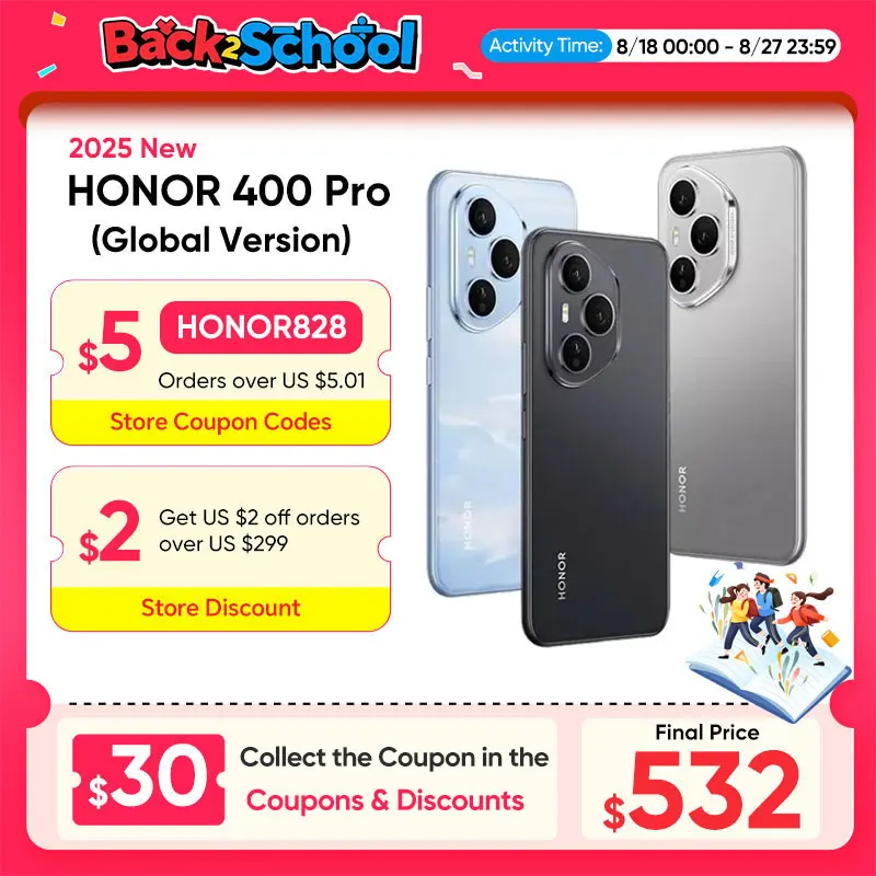 HONOR 400 Pro Global Version 5G Smartphone Snapdragon 8 Gen 3 6.7'' AMOLED Screen 6000mAh Battery 100W Wired 50W Wireless e-SIM