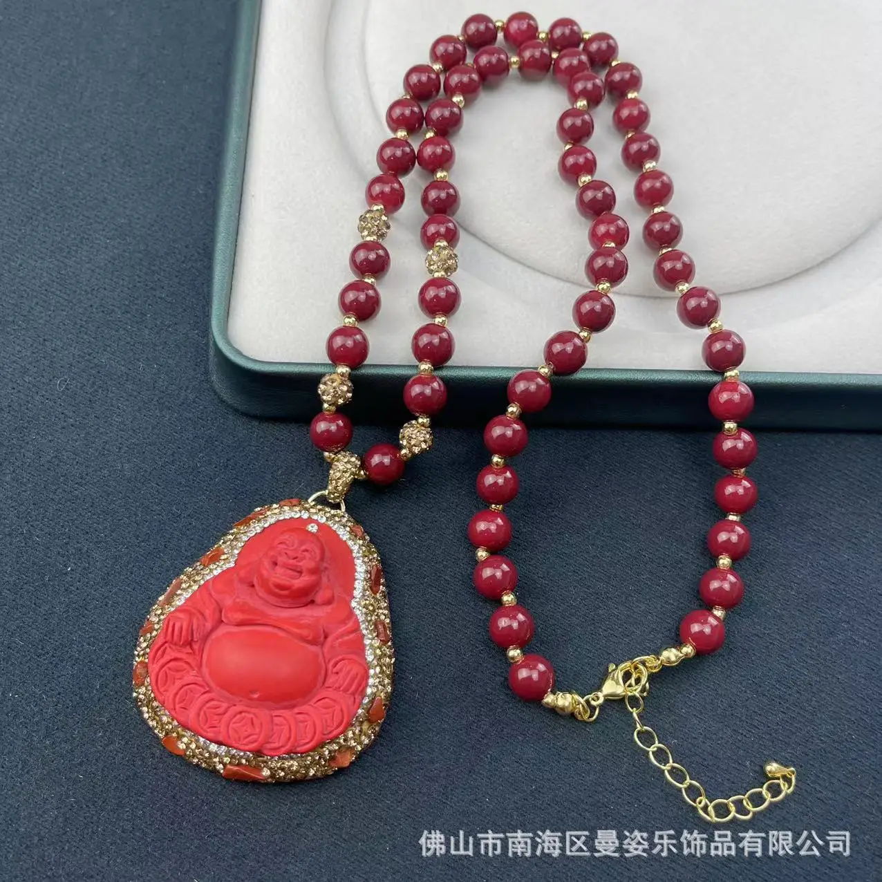 DIY accessories New cinnabar money smiling Buddha sweater chain medieval heavy industry necklace clay jewelry original design je