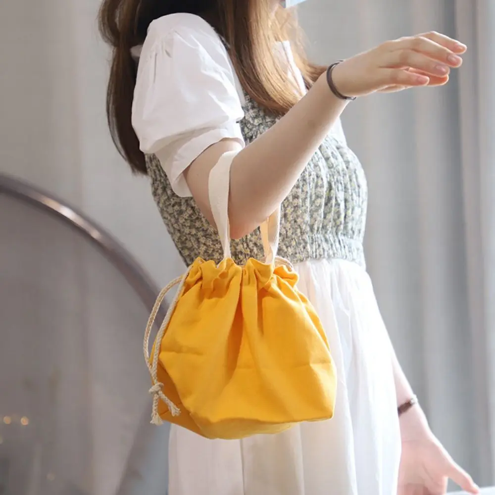 Kawaii Drawstring Storage Bag Large Capacity Solid Color Cartoon Cosmetic Bag Coin Purse Make Up Pouch Bag Small Item Pouch