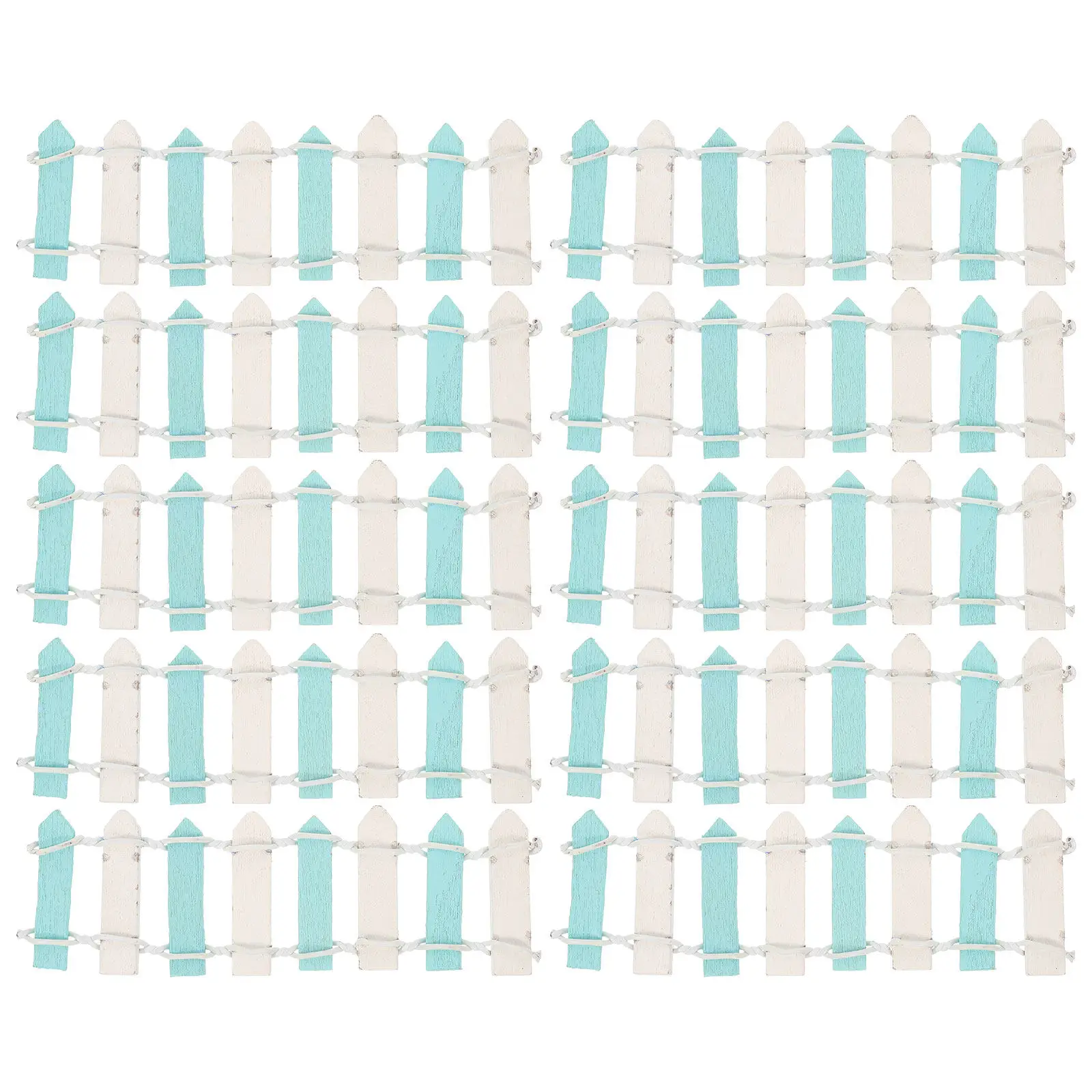 

10Pcs Decorative Mini Fence Assorted Colors 9.5x2.9x0.2cm Wood Style Fencing for Mini Garden Micro Landscape Craft Project