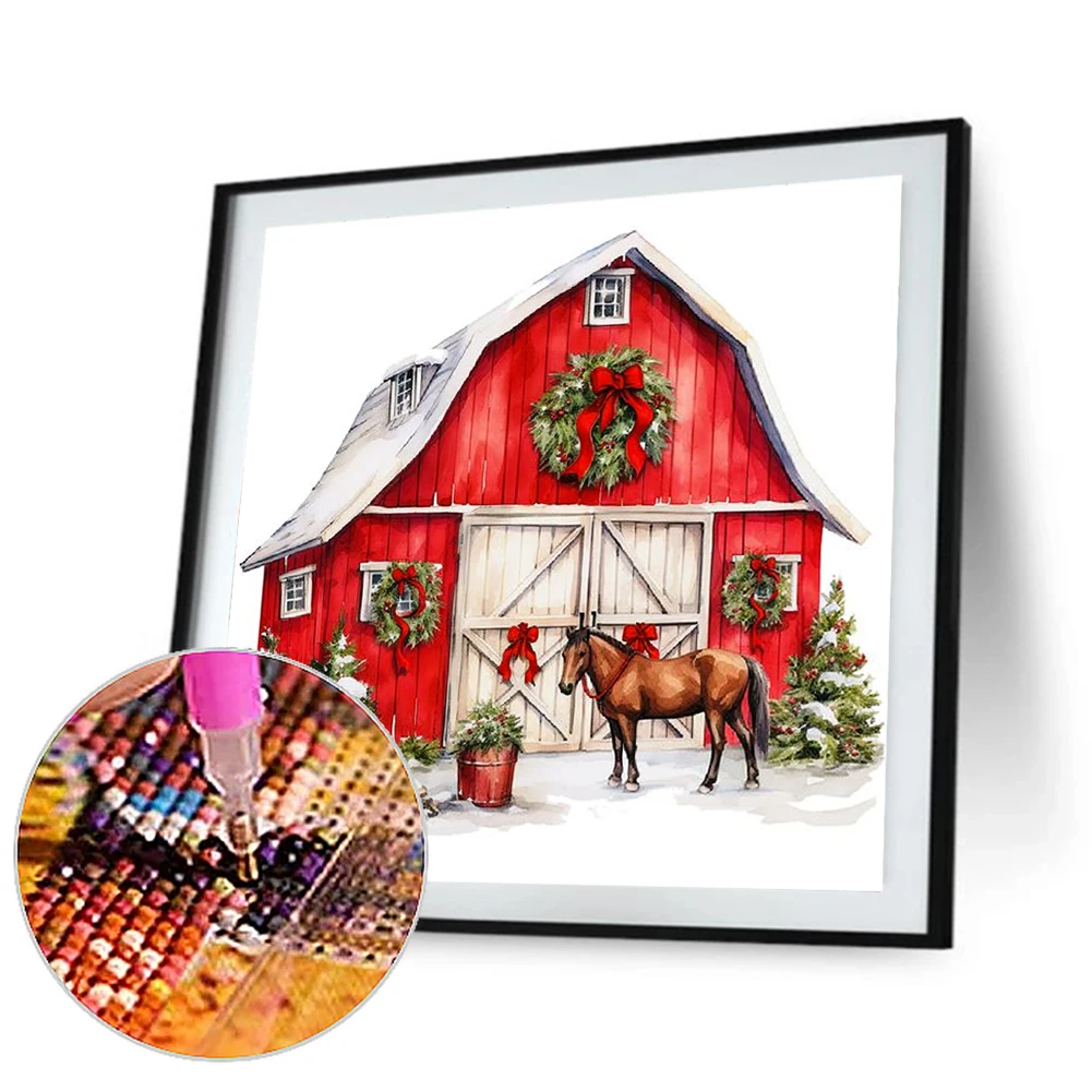 Christmas Decoration 5D DIY Full Round Drill Diamond Painting Xmas Home Decor Art Craft Wall Drawings 40x40cm Holiday Gifts 2024