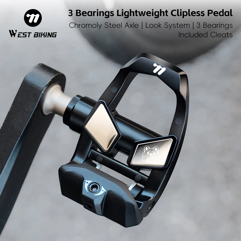 

WEST BIKING Road Bike Pedals Nylon Bicycle Locking Pedals Cycling Bearing Cleats Clipless Pedal Look System With Locking Plates