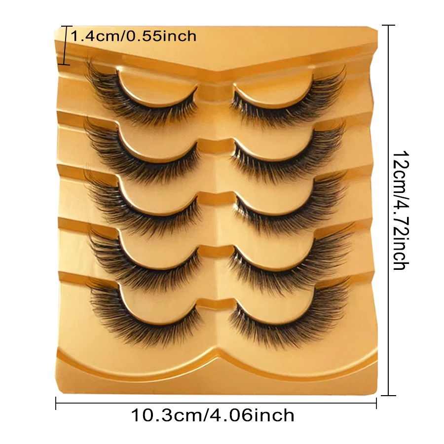 目を引くマンゴーアイ 3D 人工つけまつげ 5 組 - 長く太いまつげで目元を美しく演出します。