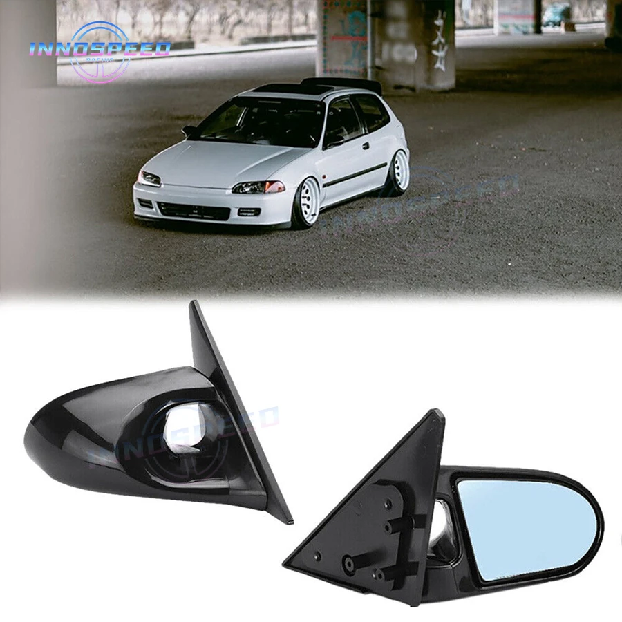 1Pair JDM Racing Manual Adjustable Spoon Car Side Rearview Mirror for Honda Civic EG 4Dr 1992-1995