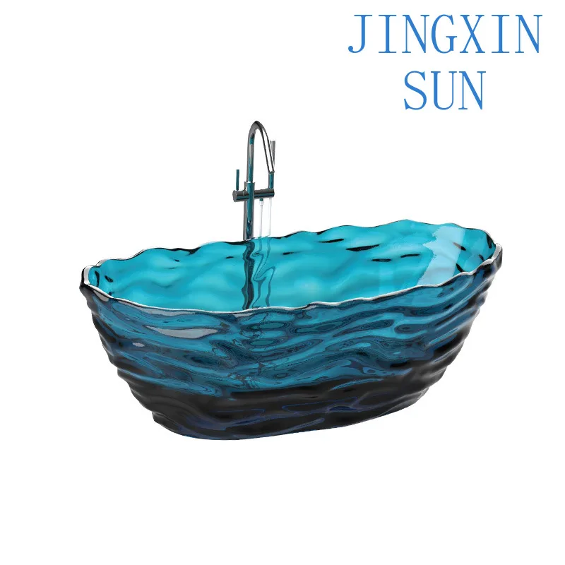 Transparent platinum resin water corrugated bathtub ins wind atmosphere B & B hotel oval bath tank acrylic