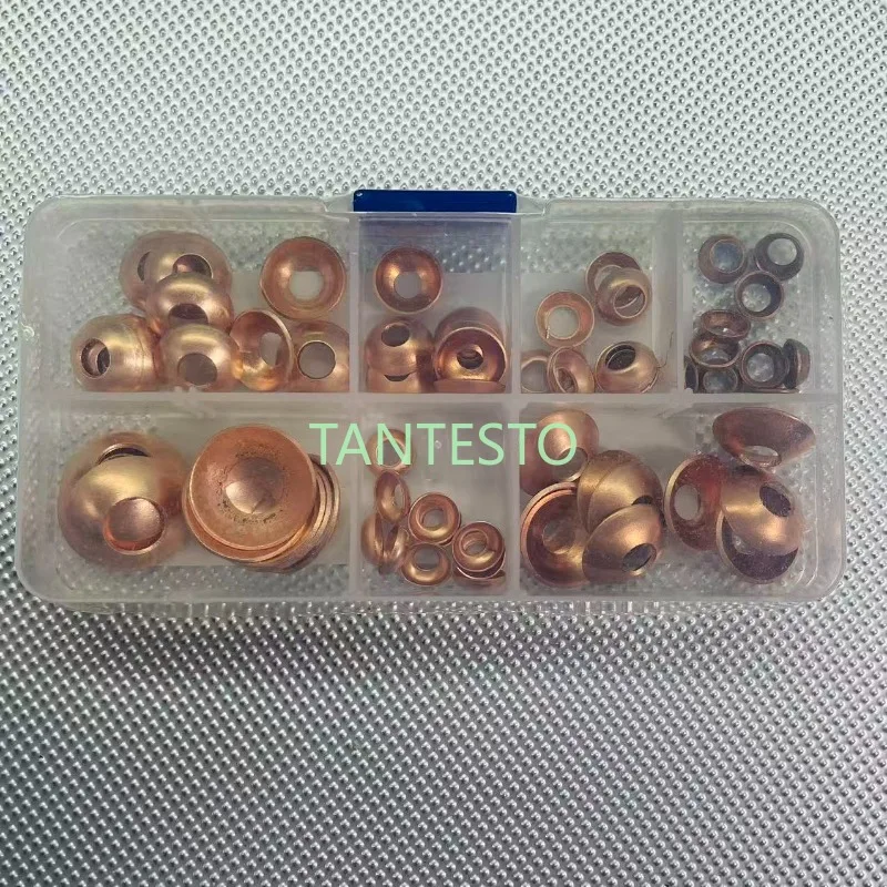 

70PCS CRDI Fuel Line Pipe Tube Seal Copper Gaskets Repair Too Box