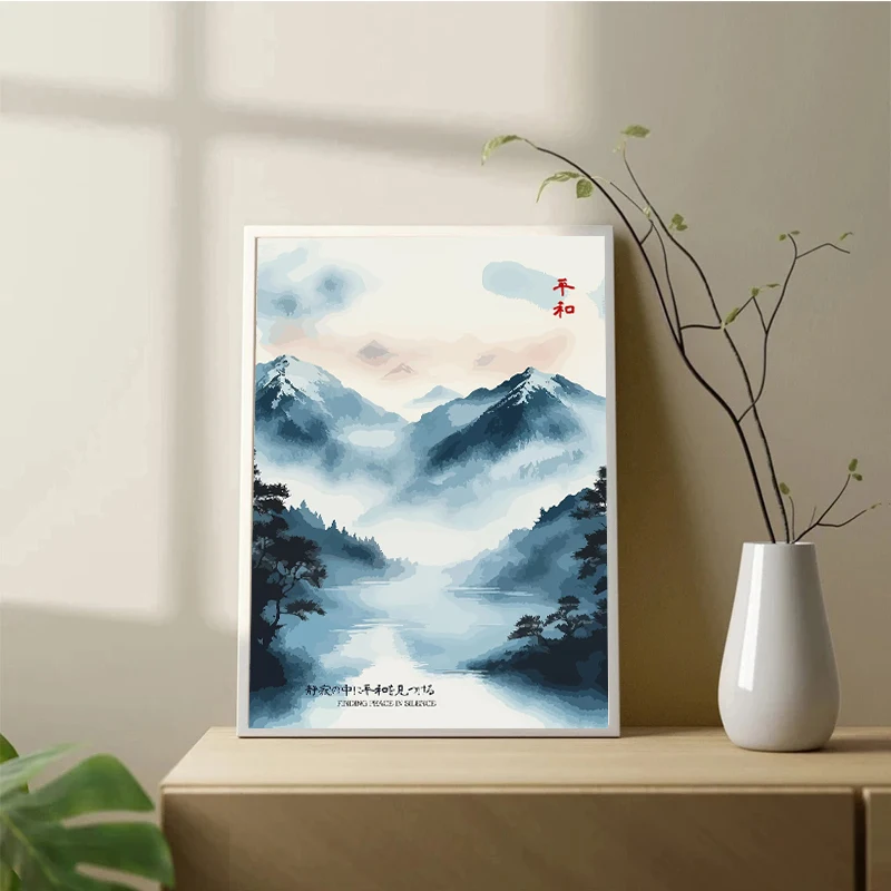 اليابانية خمر المشهد الملصقات كرين بحيرة الصيد يطبع حائط لوح رسم صورة فنية لغرفة المعيشة ديكور المنزل