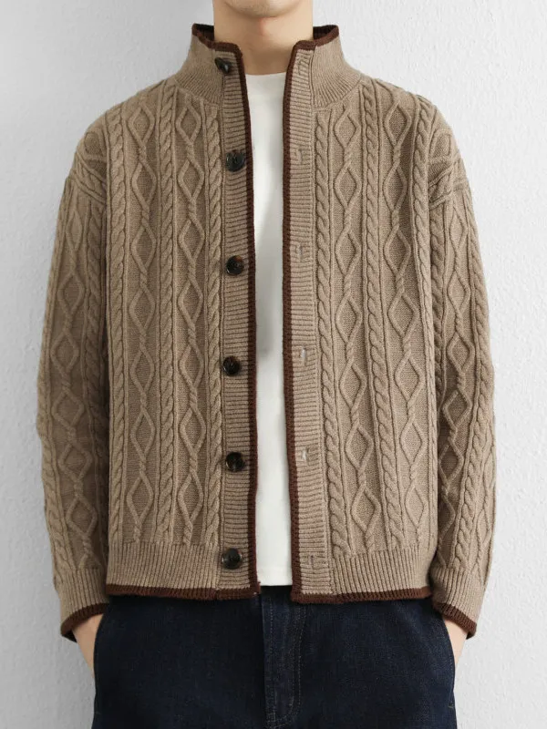 

Teenage Knitted Cardigan Sweater Men's Spring f High Collar Autumn Casual Sle Regular Fit Pullover Warm Breathable