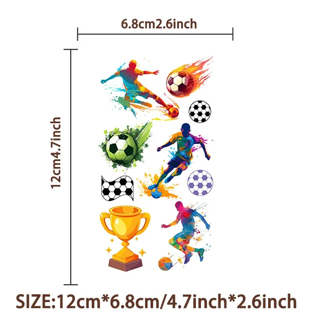 10Sheets Football Soccer Temporary Tattoos Makeup Body Stickers for Boys Sports Designs Fun Birthday Party Decorations
