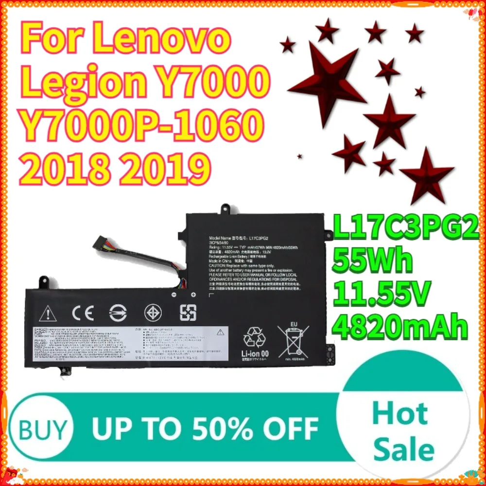 

4820mAh 55Wh L17C3PG2 Battery For Lenovo Legion Y530-15ICH Y540-15IRH/17IRH Y730 Y740 Y7000 Y7000P L17C3PG1 L17M3PG2 L17L3PG1