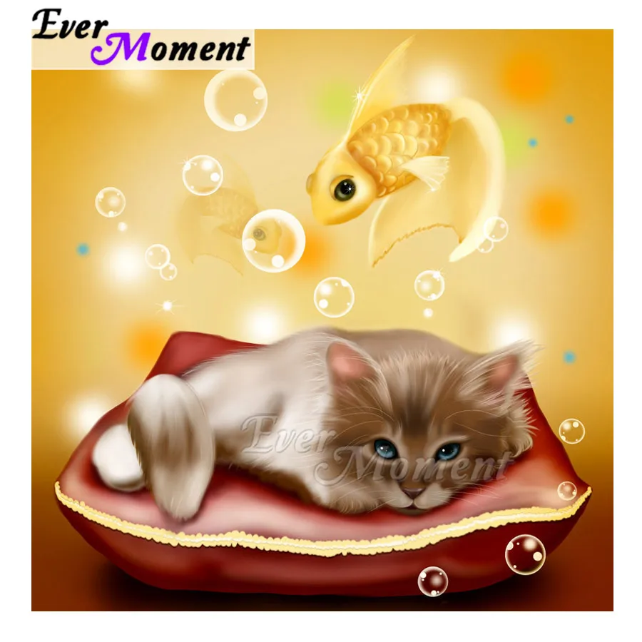

Cat Dream Fish Needlework Artwork Hobby Rhinestone Ever Moment Diamond Painting 5D DIY Square Round Stones Embroidery ASF1823