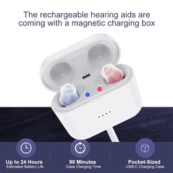 Mini Rechargeable Hearing Aids Adjustable ITE Tone Sound Amplifier Portable Deaf Elderly