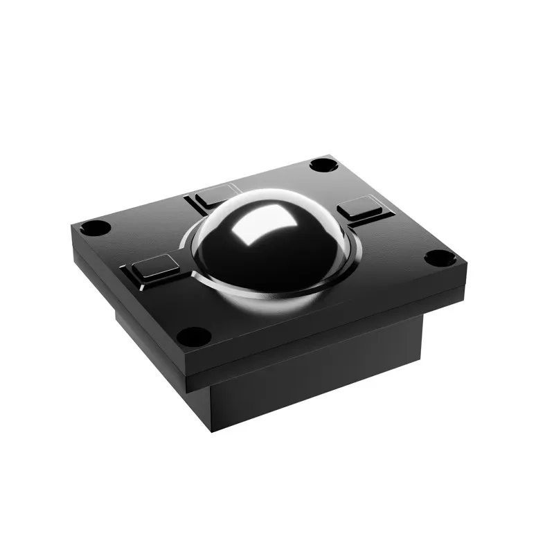 Rugged 38mm trackball mouse with sandblasted black aluminum case