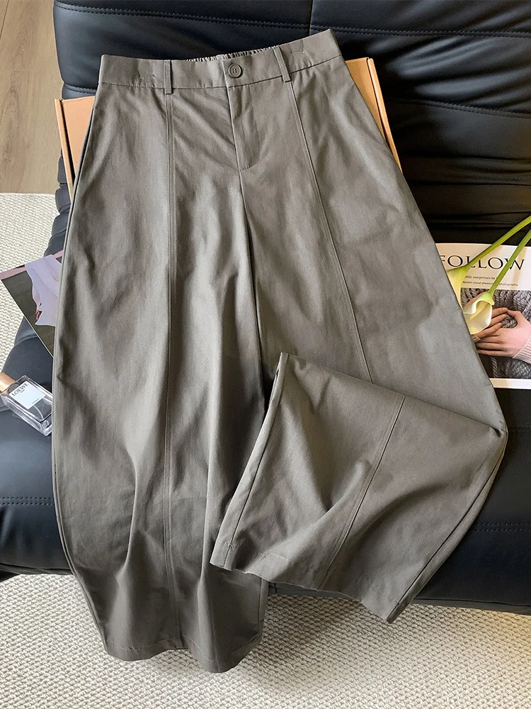 Casual High Waist Wide Leg Pants Women's Loose Fit Cotton Knife  Trousers Autumn Comfortable Slimming Straight Casual Pants