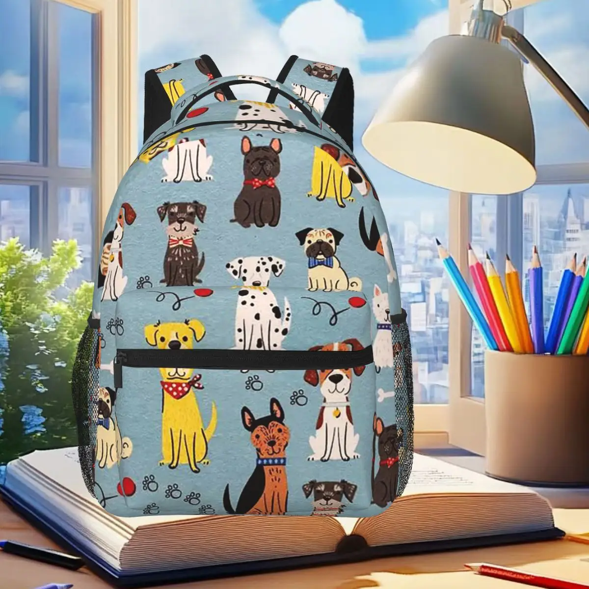 

Various Small Dog Patterns Backpack Student Boys Girls BookBag Kids School Bag Computer Shoulder Bags for Men Women