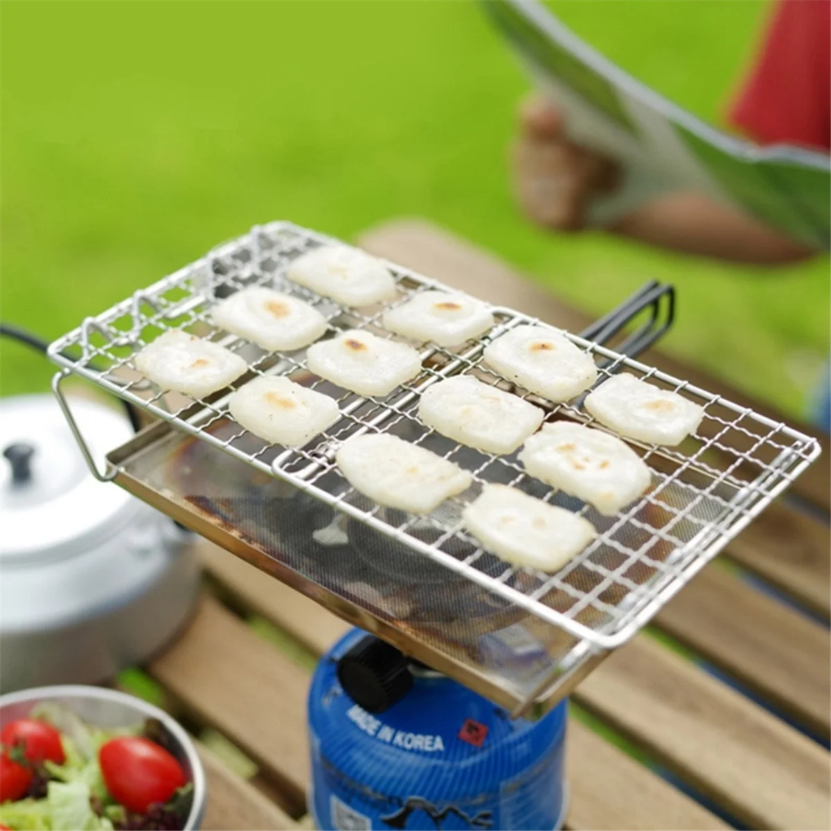 A002 Stainless Steel Toaster Rack Folding Bread Heaters Camping Adventure Bread Toaster Tray Adjusted Steel Folding Grill