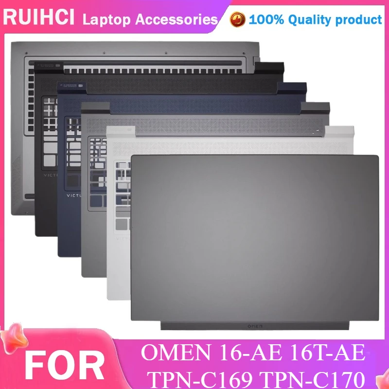 Original New Laptop LCD Back Cover Rear Lid Top Palmrest Housing Case Bottom Cover For HP OMEN 16-AE 16T-AE TPN-C169 TPN-C170