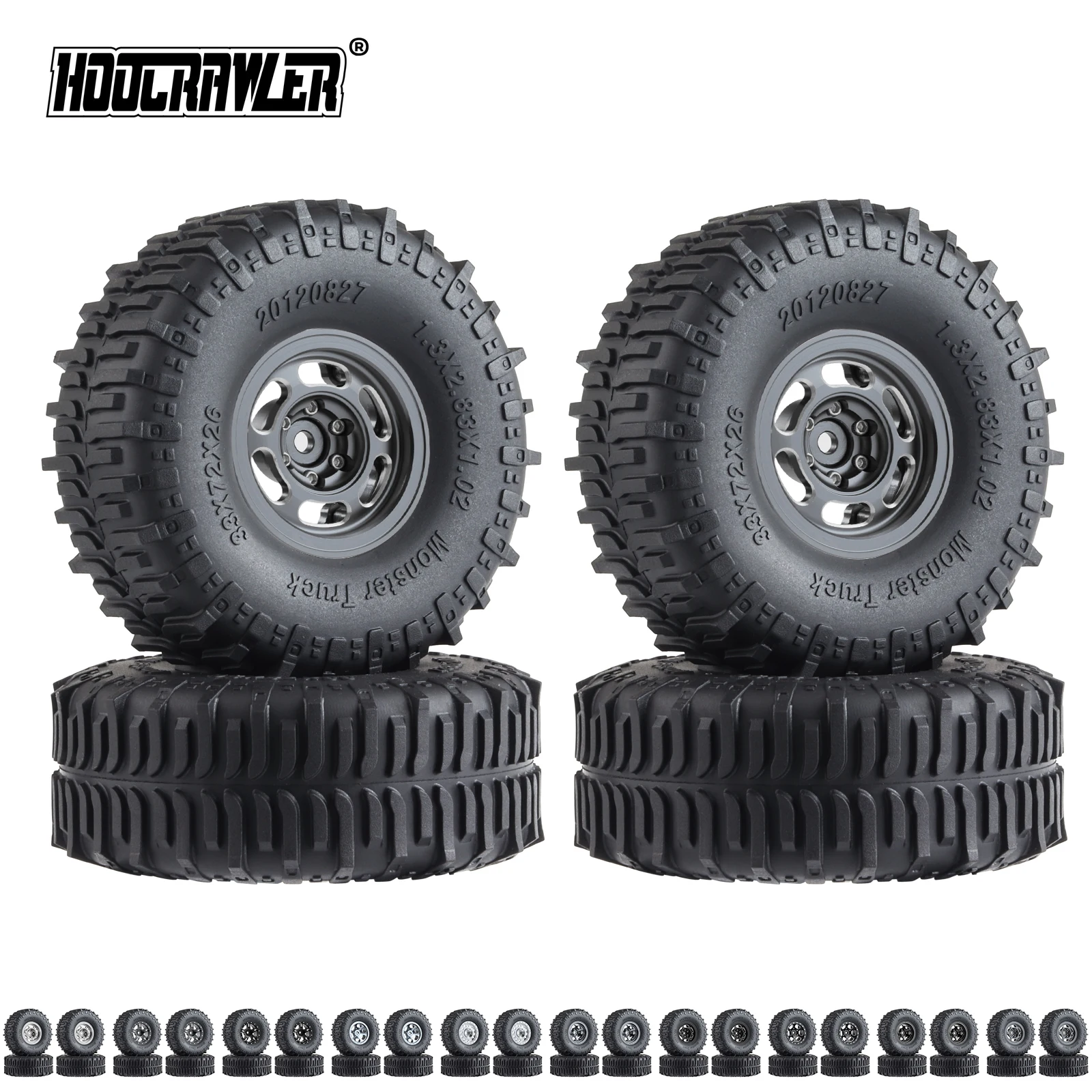 

Swamper 1.3 inch 33*70*27mm Mud Terrain Rubber Wheel Tires 1.3" Rims for 1/18 1/24 RC Crawler TRX4M Axial SCX24 FMS FCX24