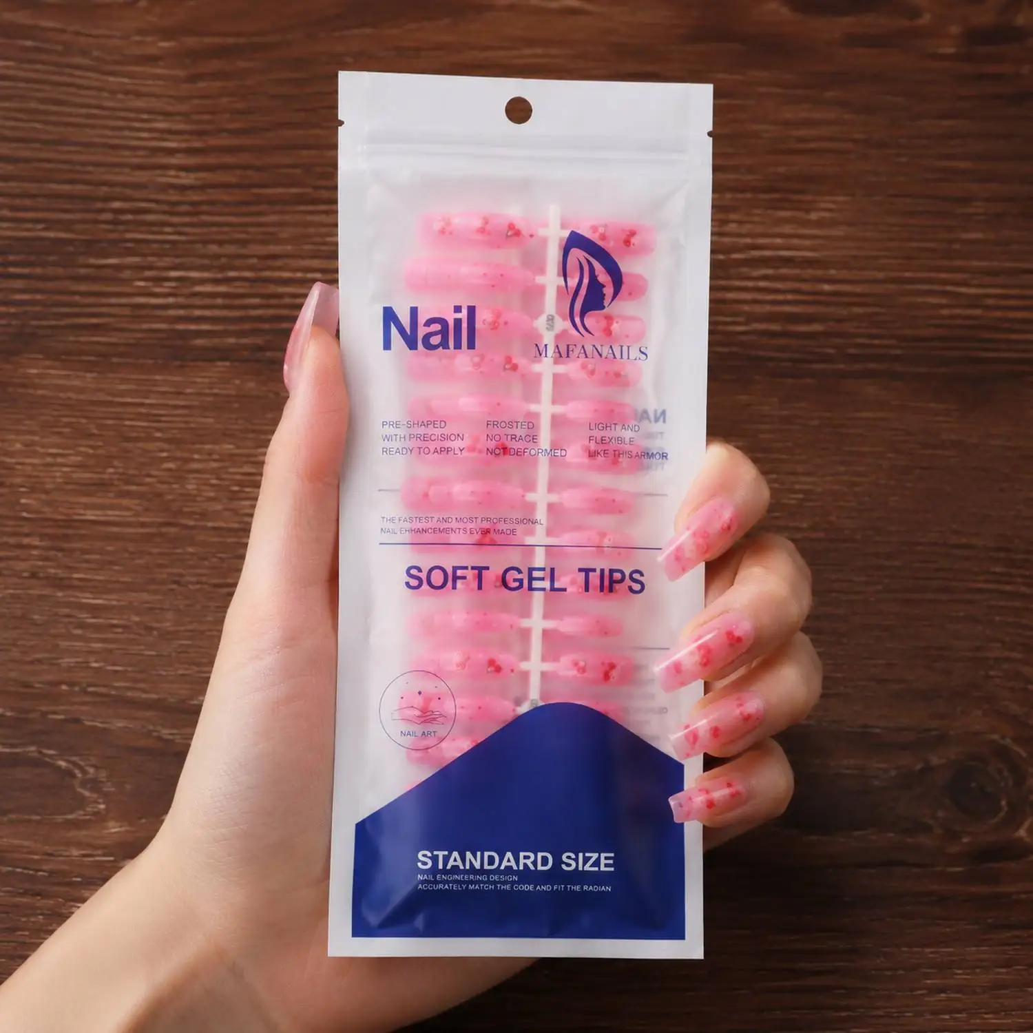 1Bag Pink Transparent Ombre Cherry Press On Nail Glossy Pink Base Cherry Fake Nail For Women Use Cherry False Nail