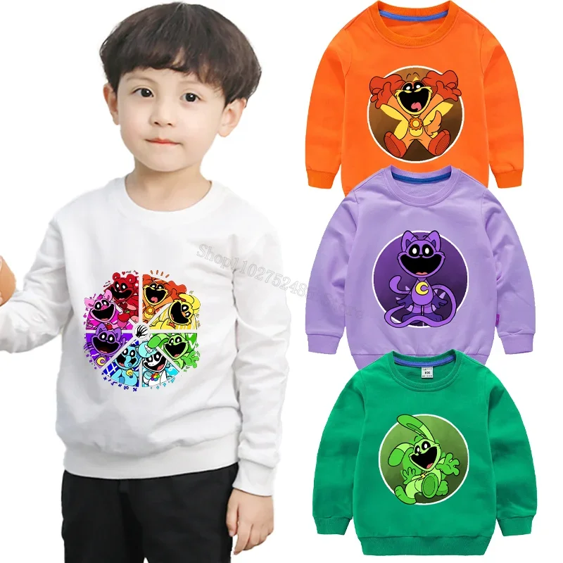 Smilings Critters Kids Sweatshirts Anime Catnap Tops Cartoon Cute Long Sleeve Clothing Sportwears Toddler Sweaters Birthday Gift